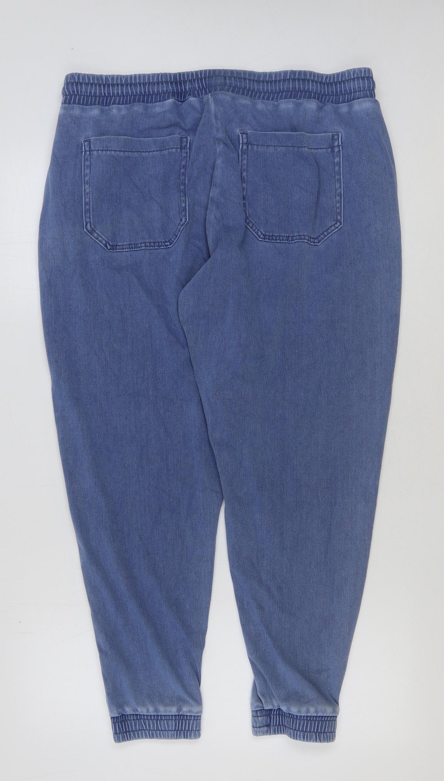 F&F Womens Blue Cotton Tapered Jeans Size 16 L28 in Regular Tie
