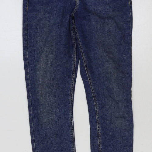 Topshop Womens Blue Cotton Skinny Jeans Size 28 in L30 in Regular Button
