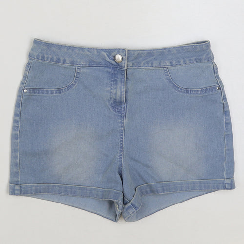/DENIM Womens Blue Cotton Hot Pants Shorts Size 10 L3 in Regular Button