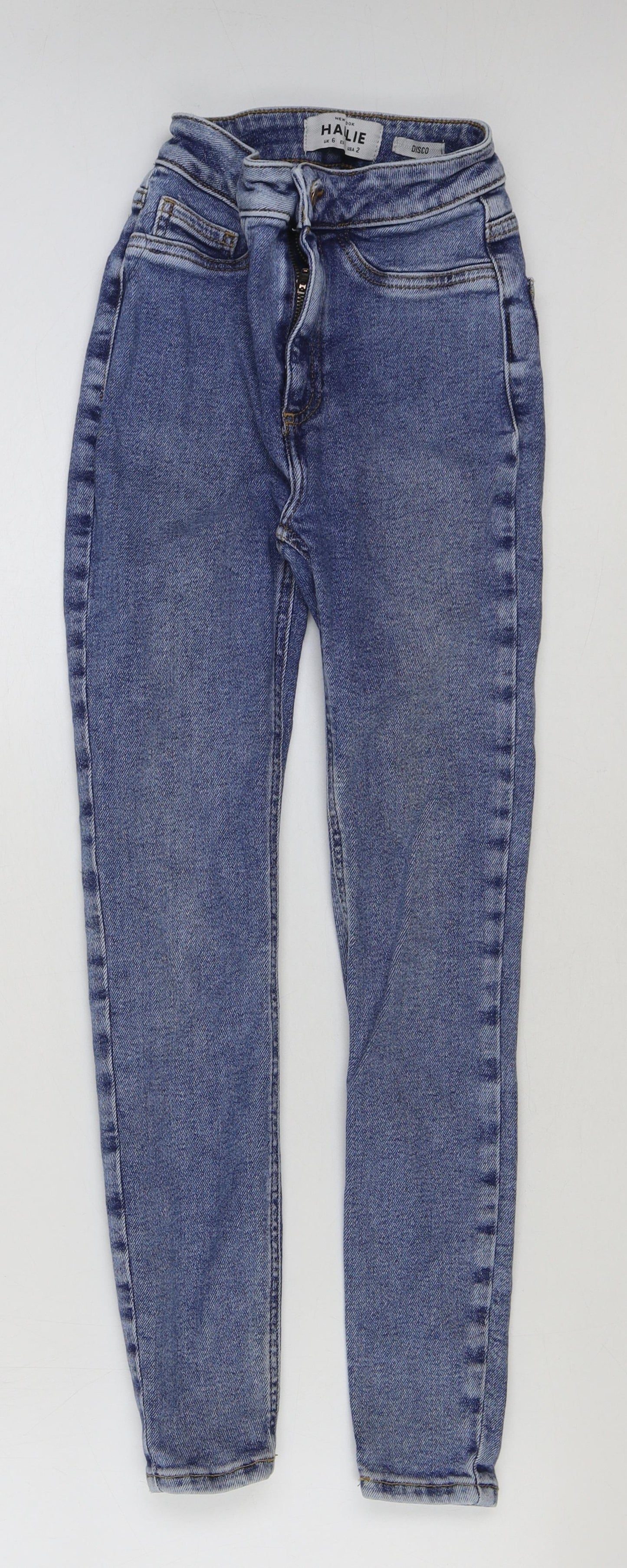 New Look Womens Blue Cotton Skinny Jeans Size 6 L26 in Regular Button