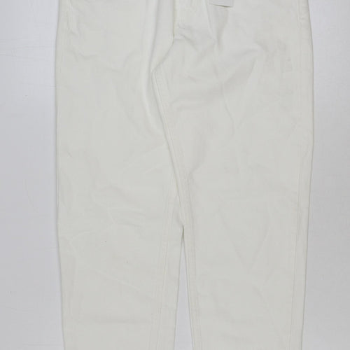 Zara Womens White Cotton Mom Jeans Size 8 L28 in Regular Button