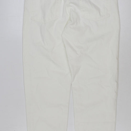 Zara Womens White Cotton Mom Jeans Size 8 L28 in Regular Button