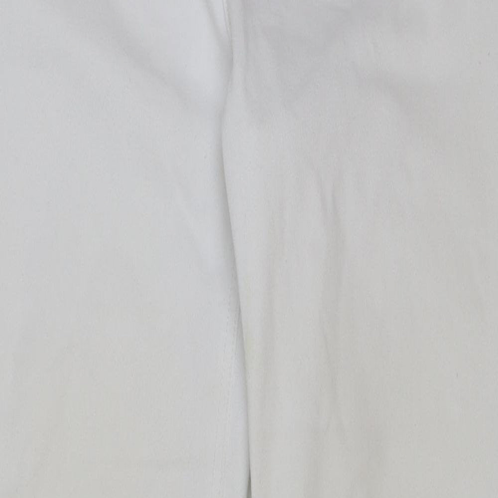Marks and Spencer Womens White Cotton Straight Jeans Size 34 in L32 in Regular Button