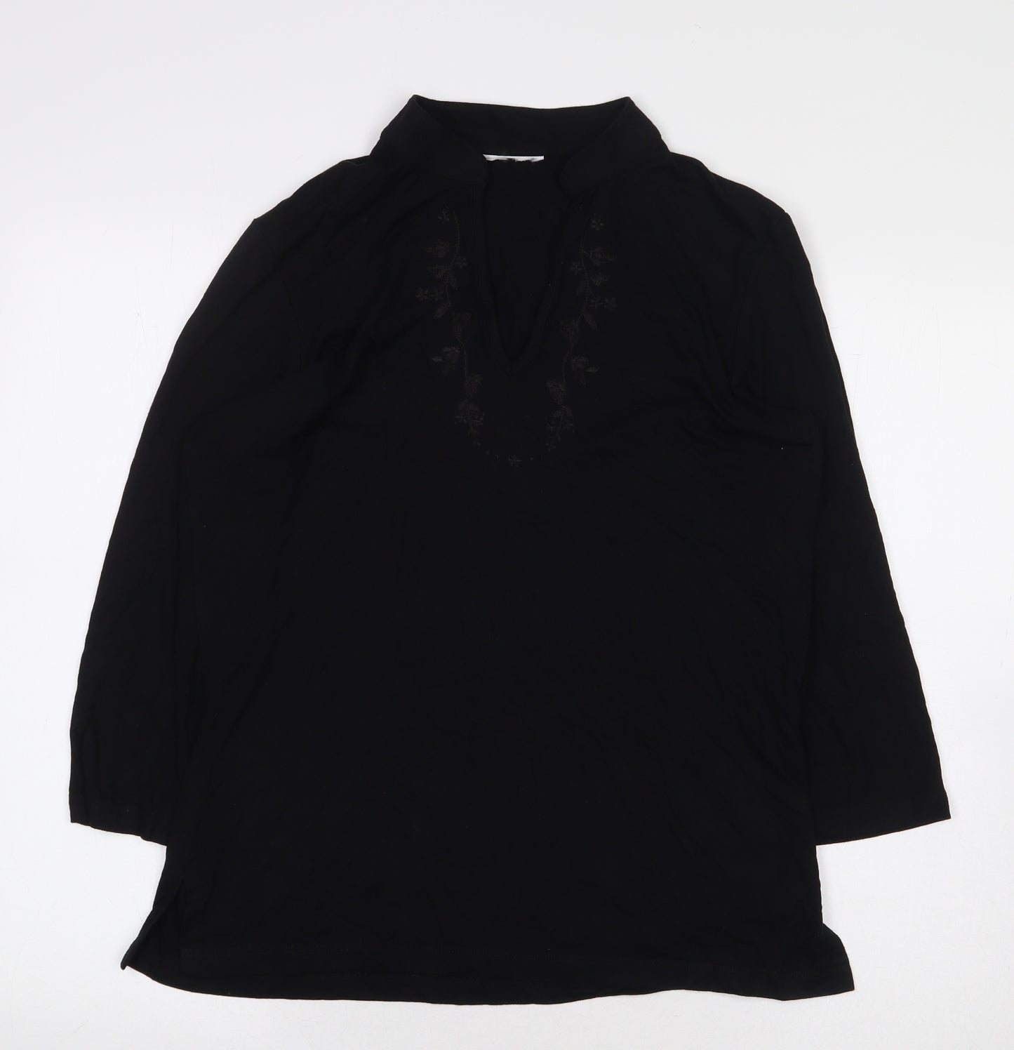 Preworn Womens Black Viscose Basic Blouse Size M V-Neck