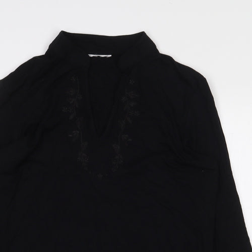 Preworn Womens Black Viscose Basic Blouse Size M V-Neck