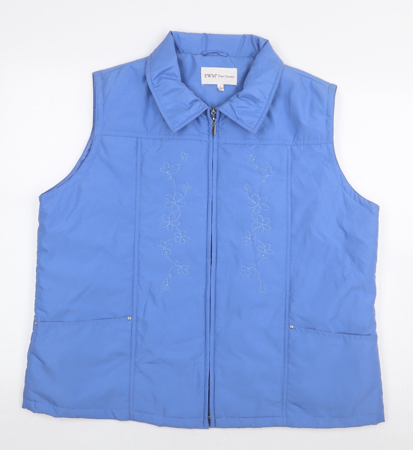 EWM Pure Classics Womens Blue Gilet Coat Size L Zip