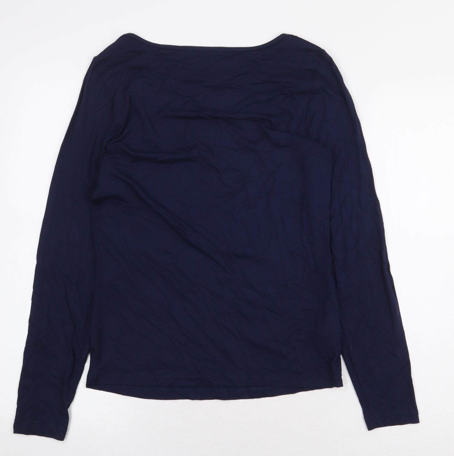 Laura Ashley Womens Blue Viscose Basic T-Shirt Size 8 Boat Neck