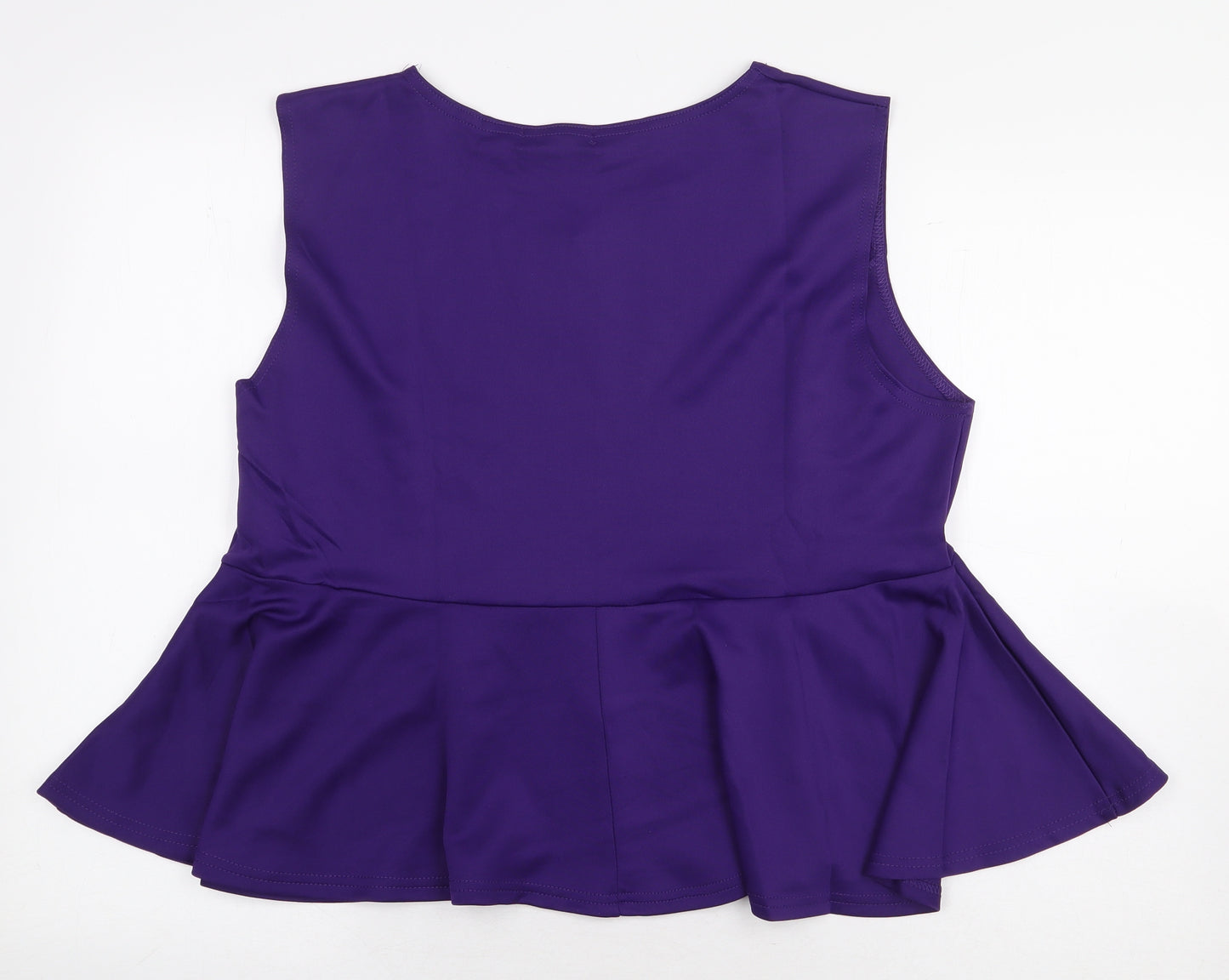 Be Jealous Womens Purple Polyester Basic Blouse Size 24 Boat Neck - Peplum