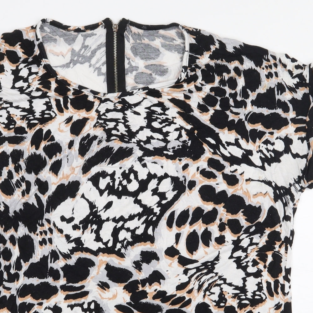 Peacocks Womens Multicoloured Animal Print Viscose Basic Blouse Size 18 Round Neck