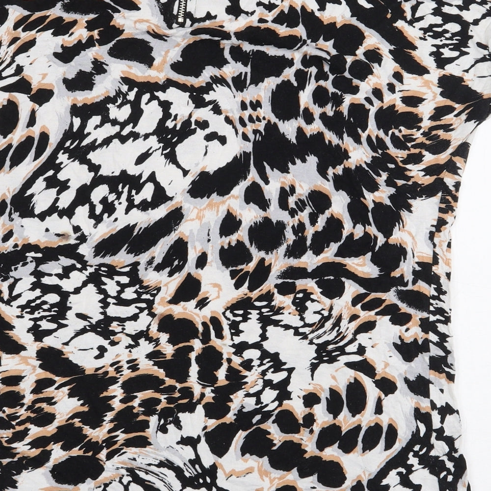 Peacocks Womens Multicoloured Animal Print Viscose Basic Blouse Size 18 Round Neck