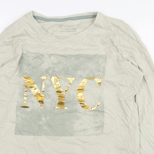 Primark Girls Green 100% Cotton Basic T-Shirt Size 11-12 Years Round Neck Pullover - NYC