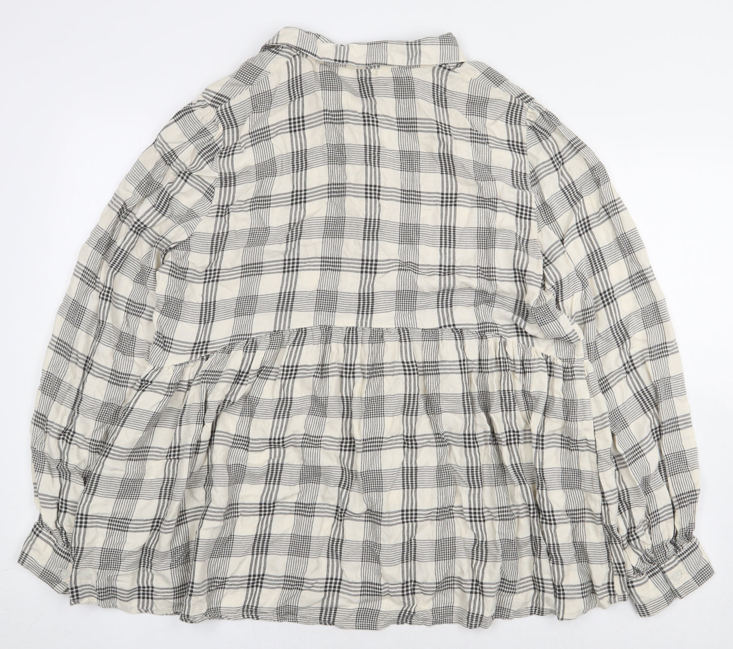 PEP&CO Womens Beige Plaid Viscose Basic Button-Up Size 18 Collared