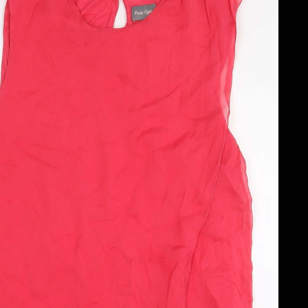 Phase Eight Womens Pink Silk Basic Blouse Size 10 Round Neck