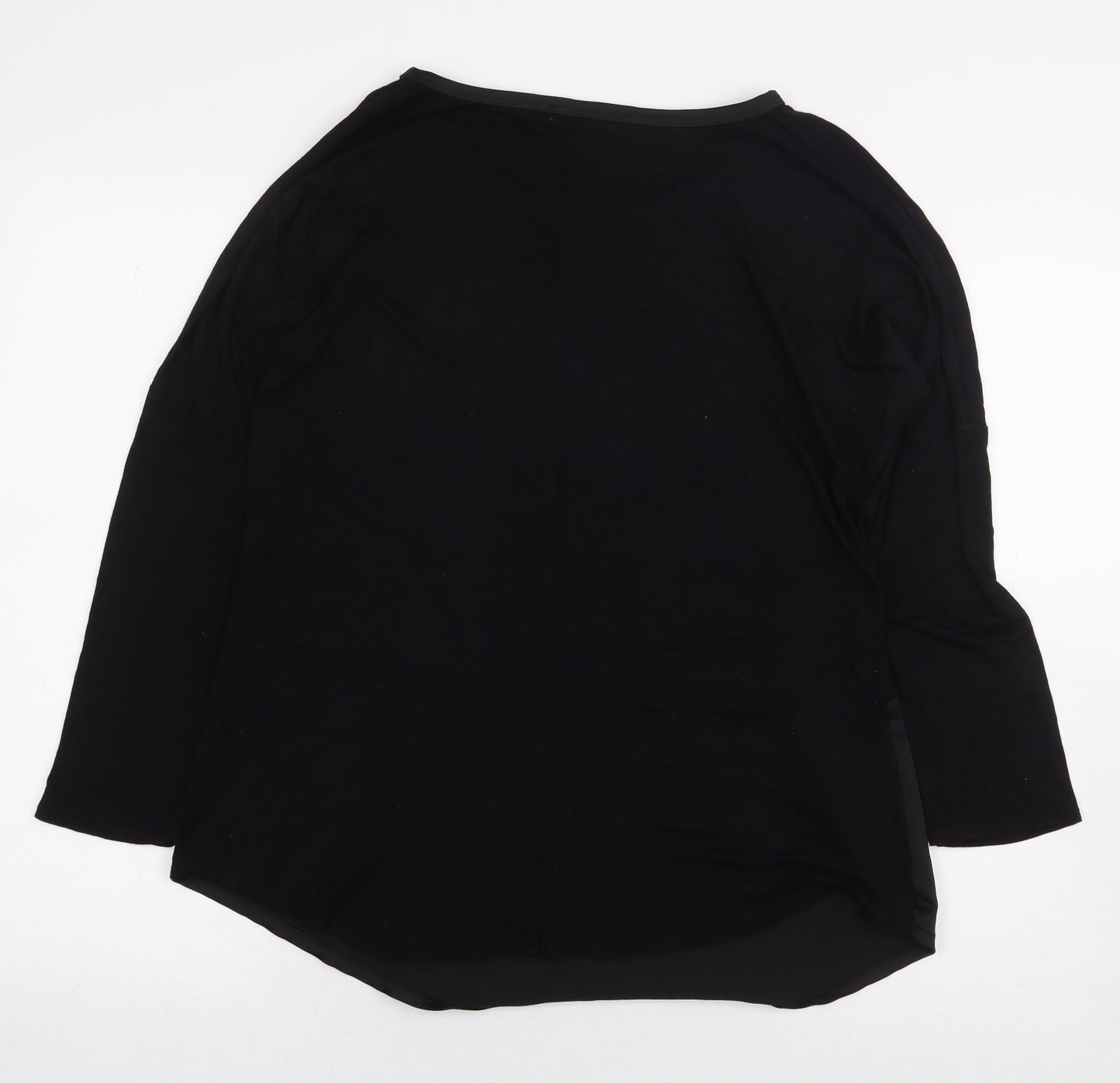 Nutmeg Womens Black Viscose Basic Blouse Size 14 Boat Neck - Front Pannel