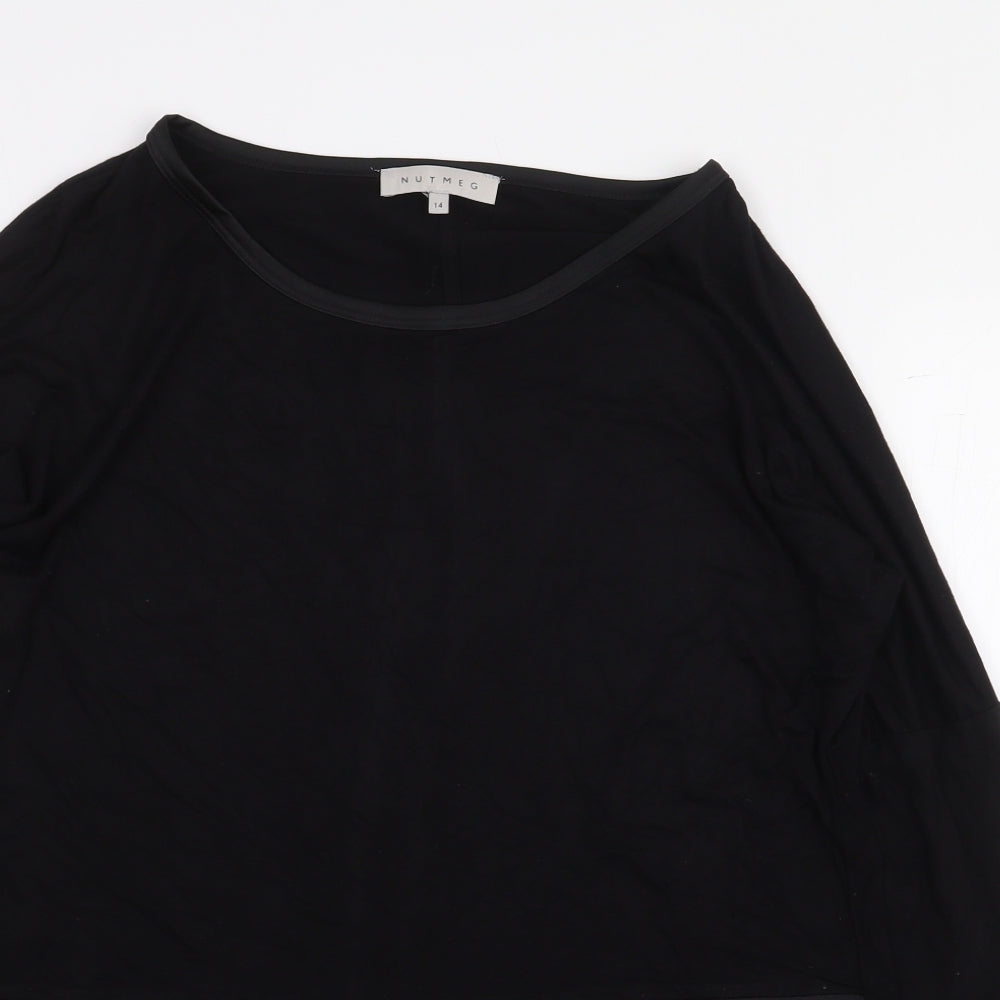 Nutmeg Womens Black Viscose Basic Blouse Size 14 Boat Neck - Front Pannel