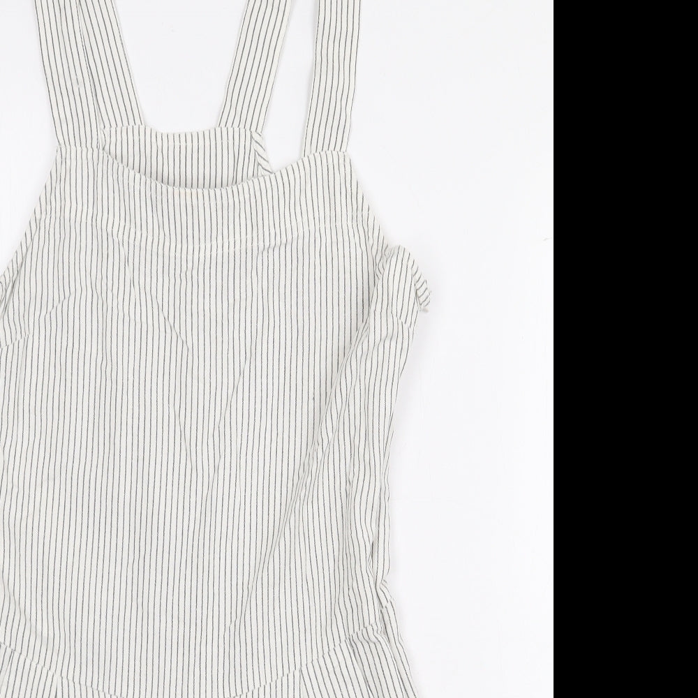 New Look Womens White Striped Cotton Playsuit One-Piece Size 10 Pullover