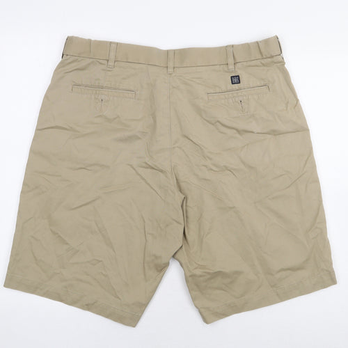 Marks and Spencer Mens Beige Cotton Chino Shorts Size 36 L11 in Regular Zip