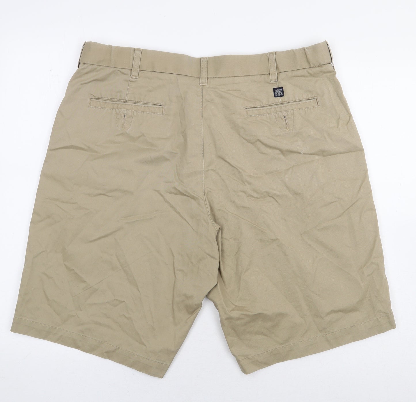 Marks and Spencer Mens Beige Cotton Chino Shorts Size 36 L11 in Regular Zip