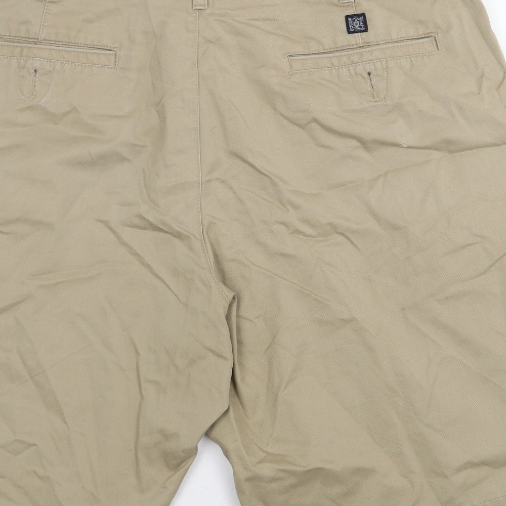 Marks and Spencer Mens Beige Cotton Chino Shorts Size 36 L11 in Regular Zip