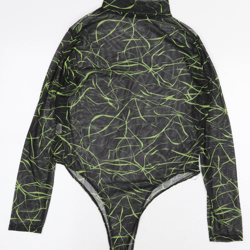 I SAW IT FIRST Womens Black Geometric Polyester Bodysuit One-Piece Size 16 Snap