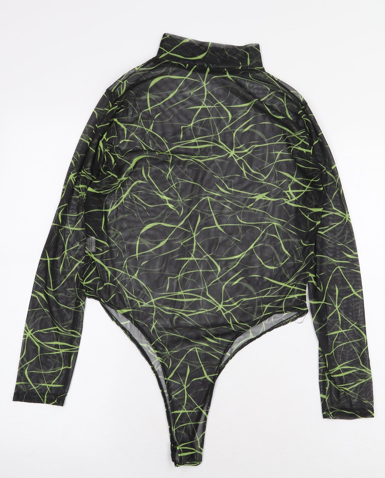 I SAW IT FIRST Womens Black Geometric Polyester Bodysuit One-Piece Size 16 Snap