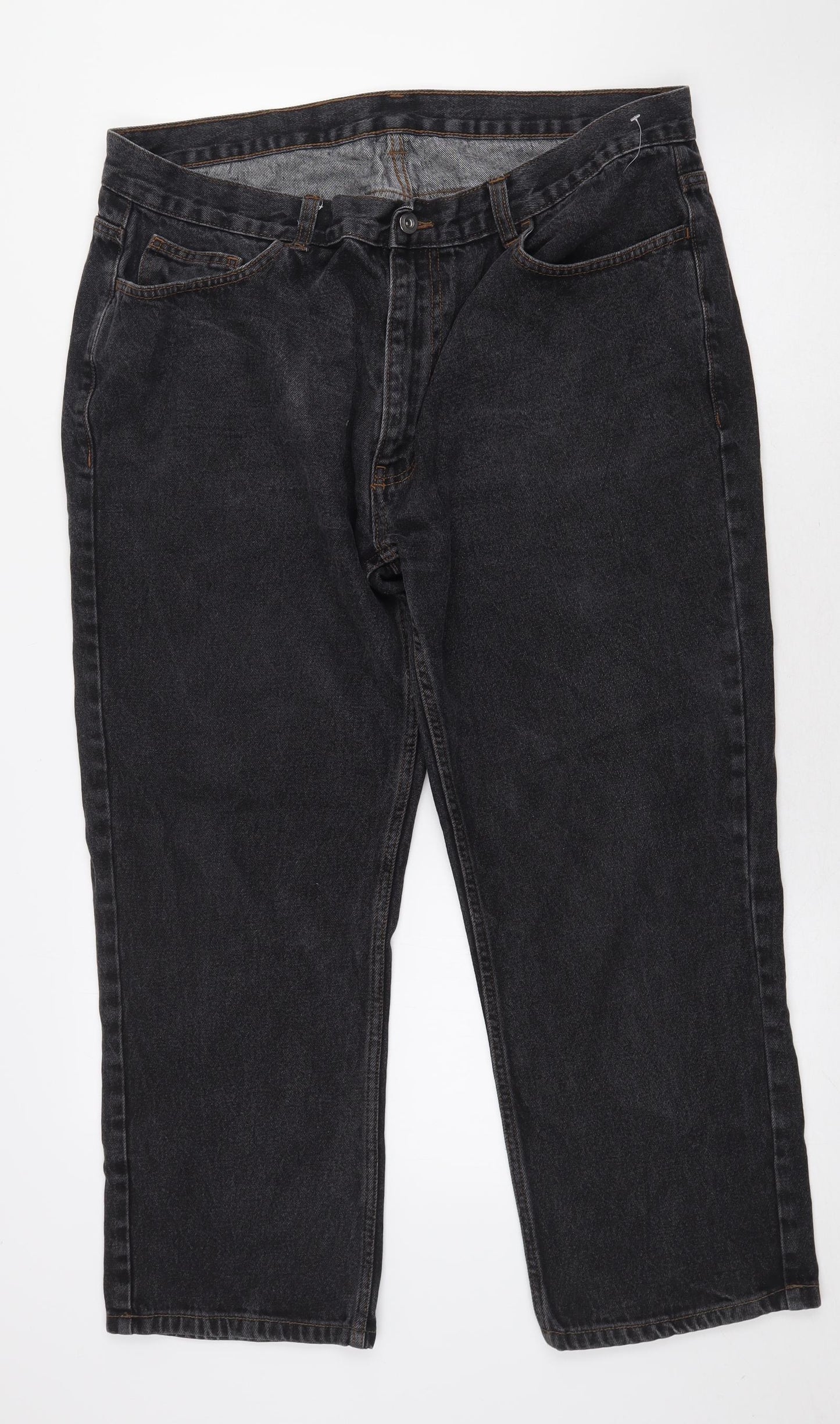 George Mens Black Cotton Straight Jeans Size 40 in L26 in Regular Zip