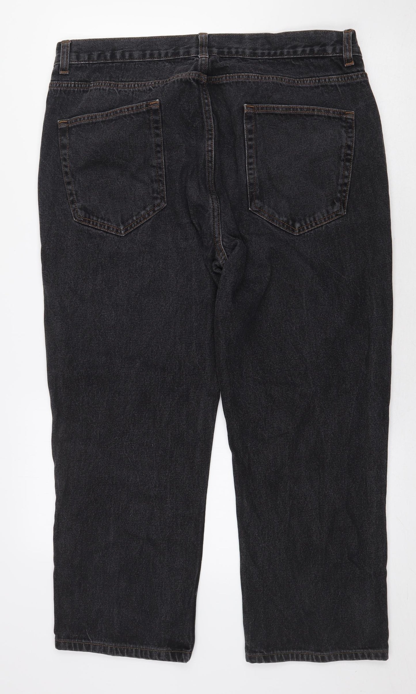 George Mens Black Cotton Straight Jeans Size 40 in L26 in Regular Zip