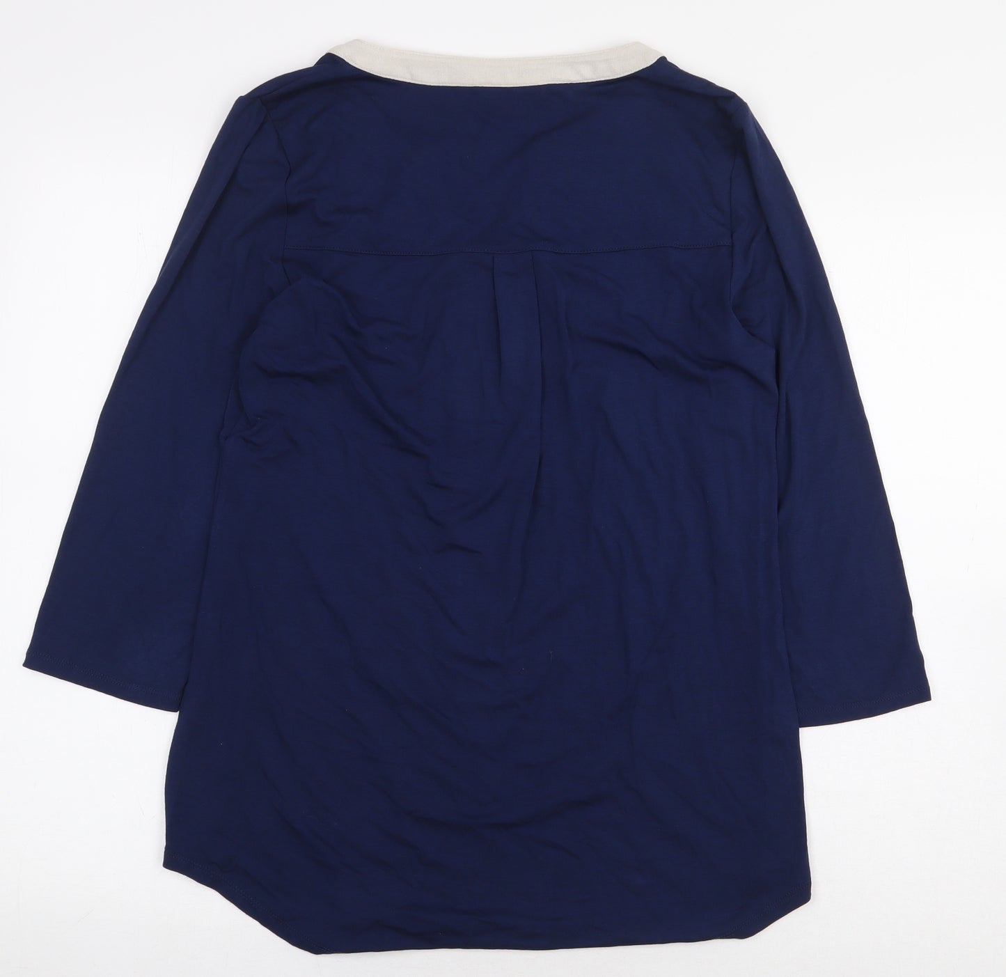 Bonmarché Womens Blue Viscose Basic Blouse Size 10 V-Neck