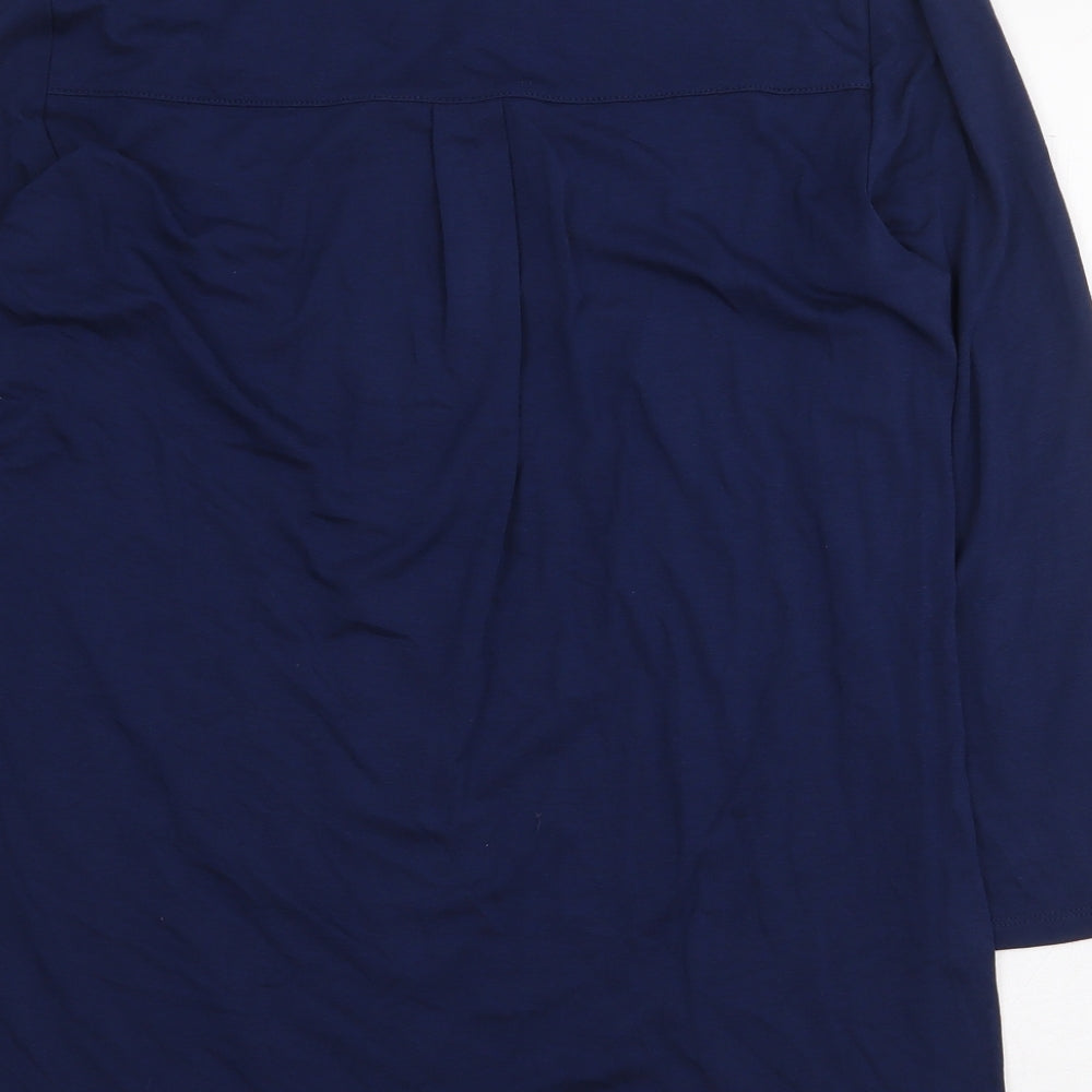 Bonmarché Womens Blue Viscose Basic Blouse Size 10 V-Neck