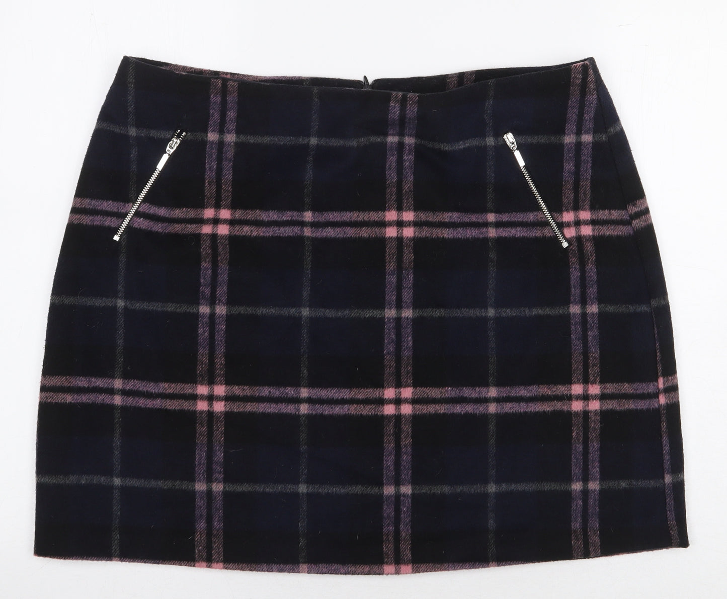 Peacocks Womens Blue Plaid Polyester Mini Skirt Size 16 Zip