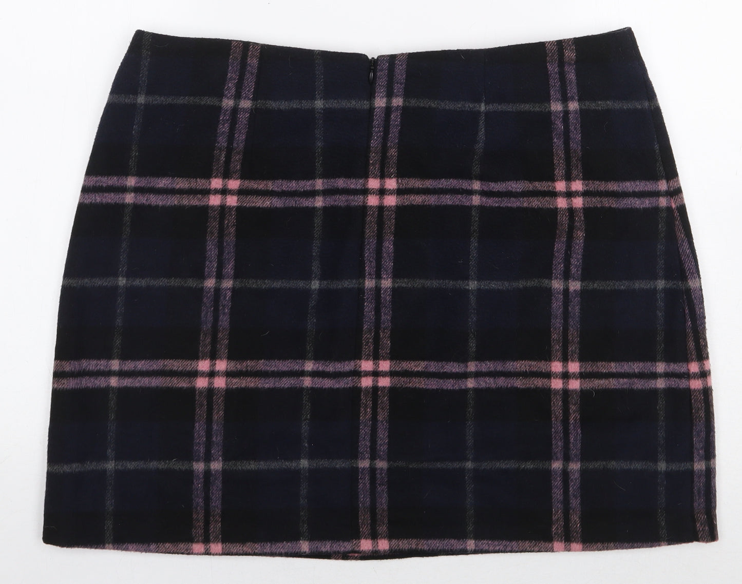 Peacocks Womens Blue Plaid Polyester Mini Skirt Size 16 Zip