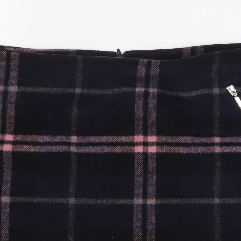 Peacocks Womens Blue Plaid Polyester Mini Skirt Size 16 Zip