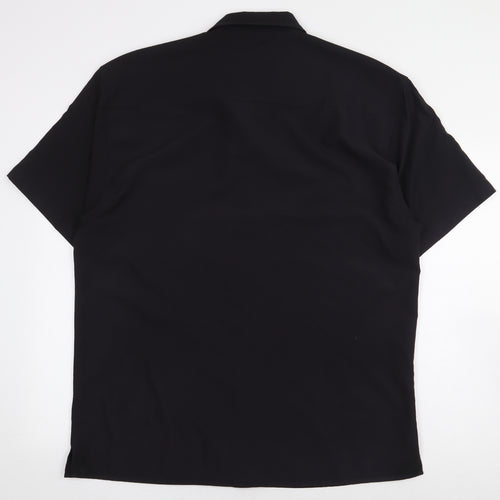 Armando Mens Black Polyester Polo Size L Collared Button