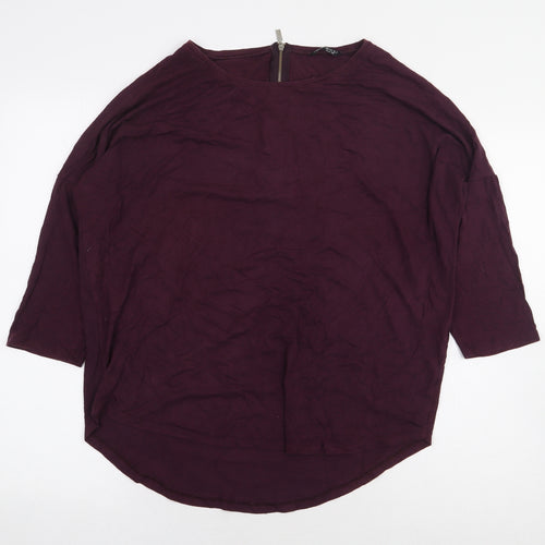 Select Womens Red Viscose Basic T-Shirt Size 14 Round Neck