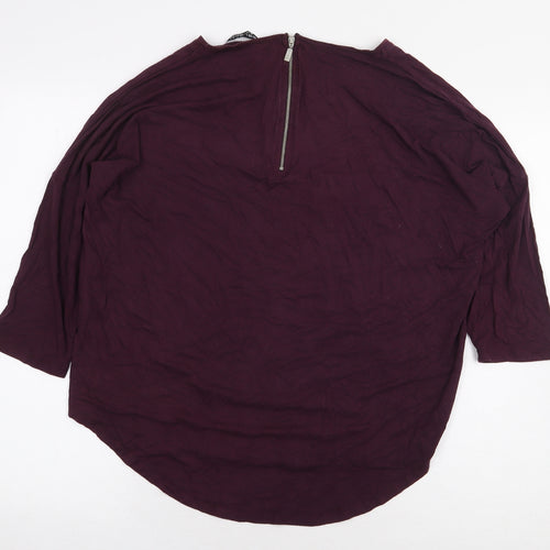 Select Womens Red Viscose Basic T-Shirt Size 14 Round Neck