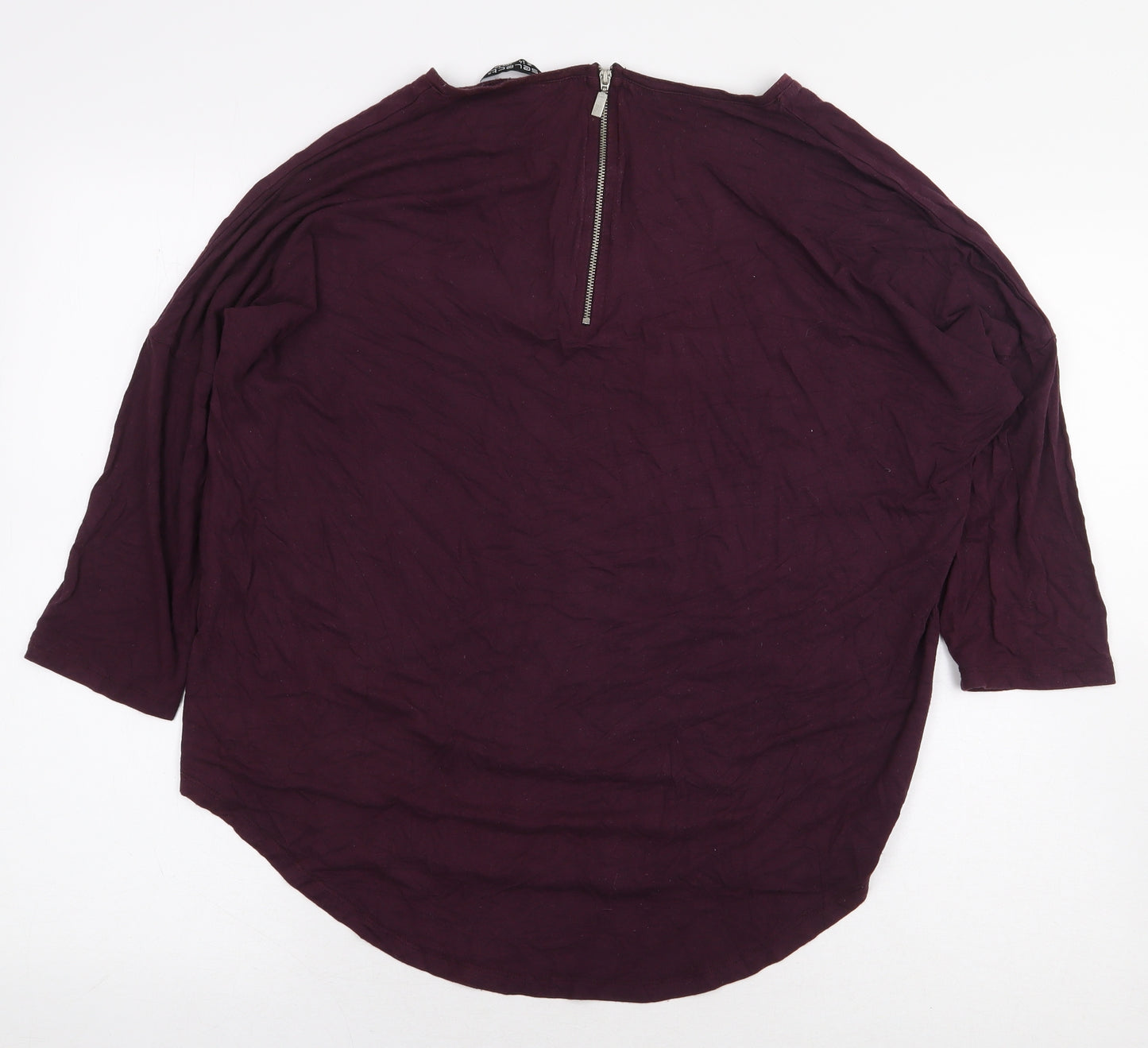 Select Womens Red Viscose Basic T-Shirt Size 14 Round Neck