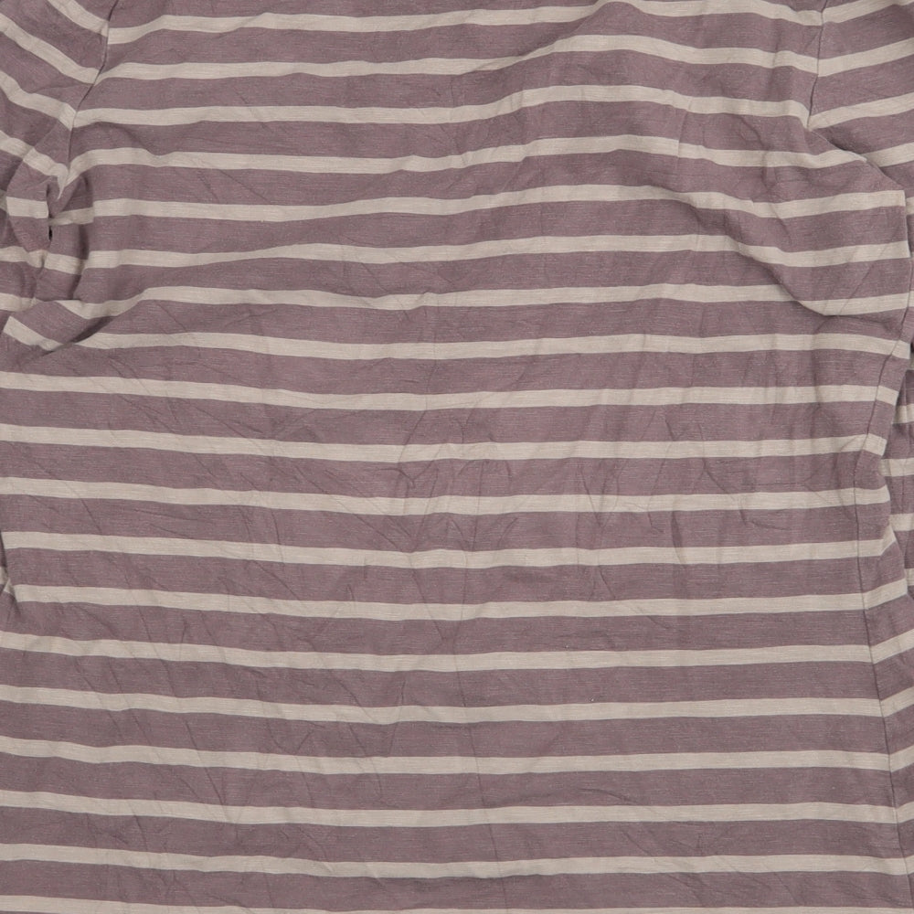 Boden Womens Brown Striped Cotton Basic T-Shirt Size 12 Scoop Neck