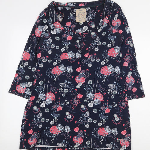 Mantaray Womens Multicoloured Floral 100% Cotton Basic Blouse Size 14 Scoop Neck