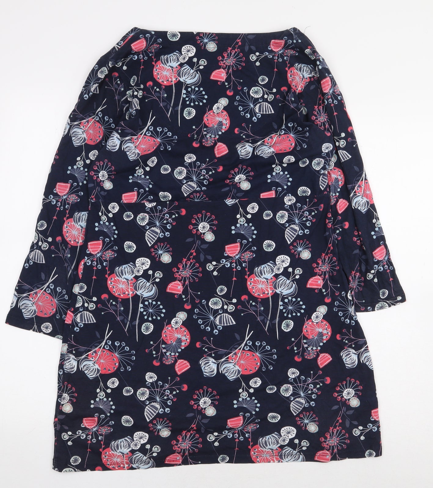 Mantaray Womens Multicoloured Floral 100% Cotton Basic Blouse Size 14 Scoop Neck