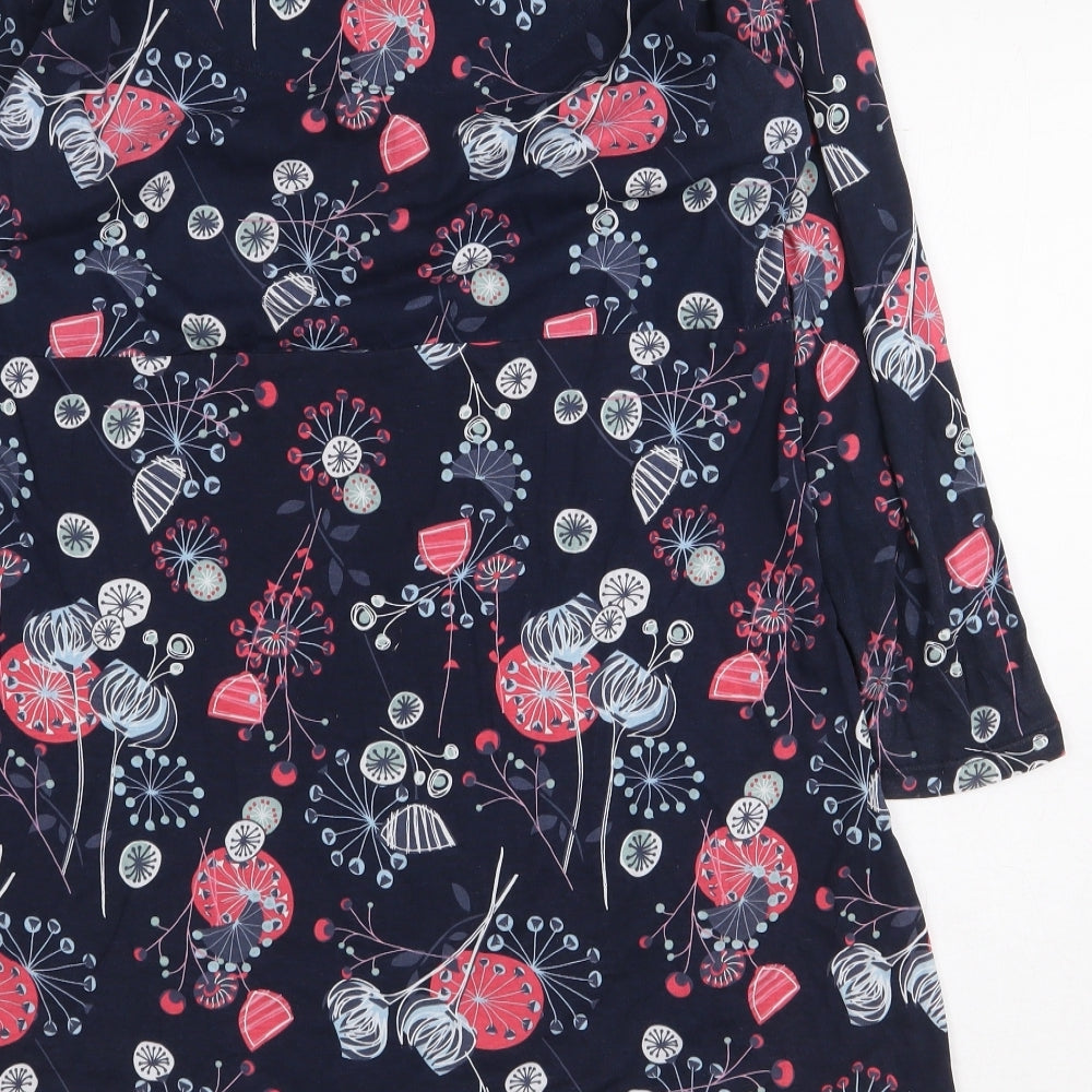 Mantaray Womens Multicoloured Floral 100% Cotton Basic Blouse Size 14 Scoop Neck
