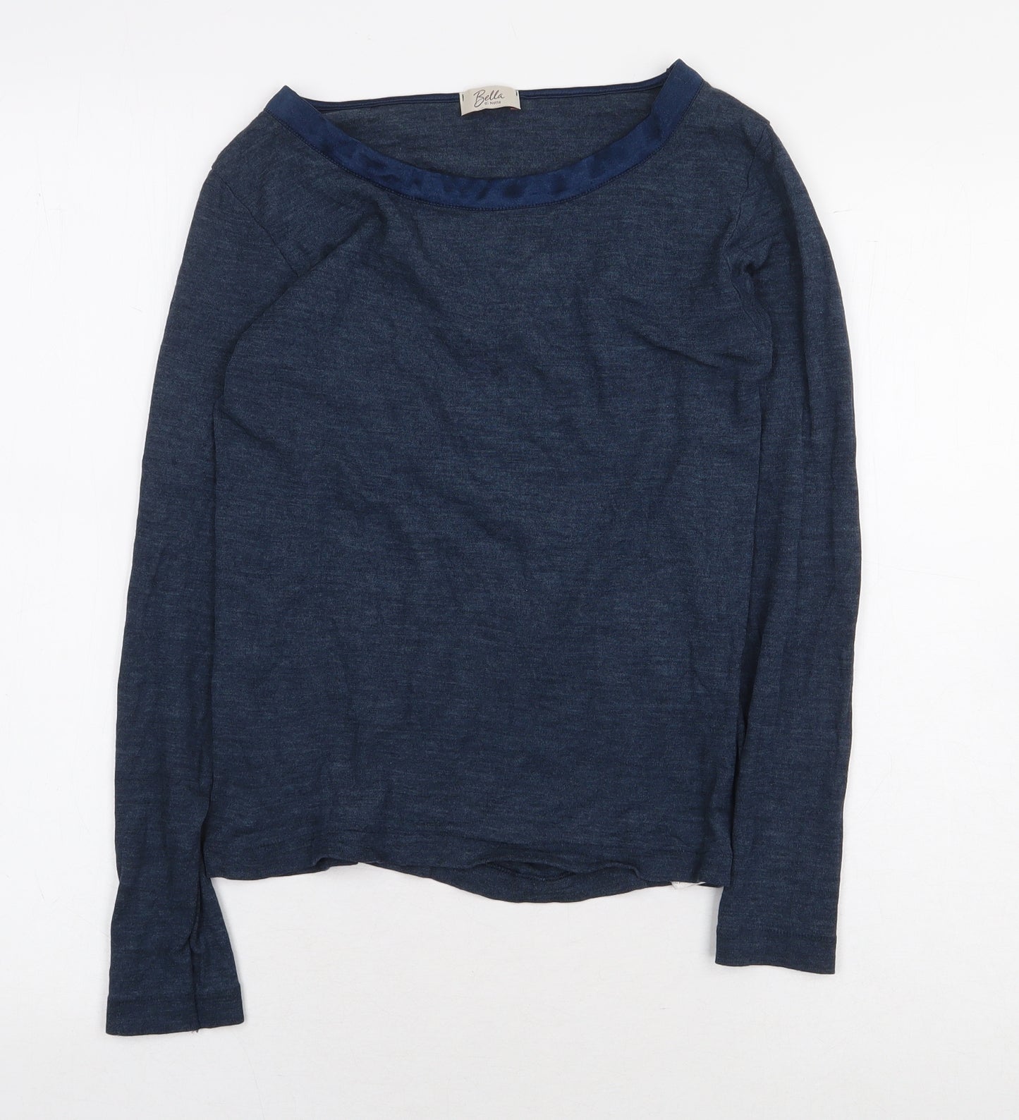 Bella di Notte Womens Blue Wool Basic T-Shirt Size 8 Boat Neck - `