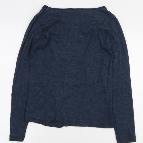 Bella di Notte Womens Blue Wool Basic T-Shirt Size 8 Boat Neck - `