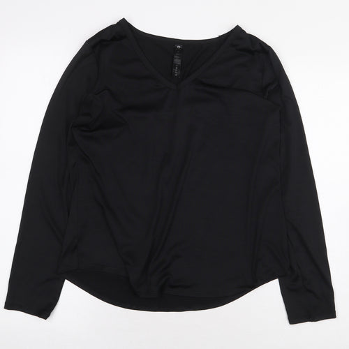 90 Degree Womens Black Polyester Basic T-Shirt Size M V-Neck