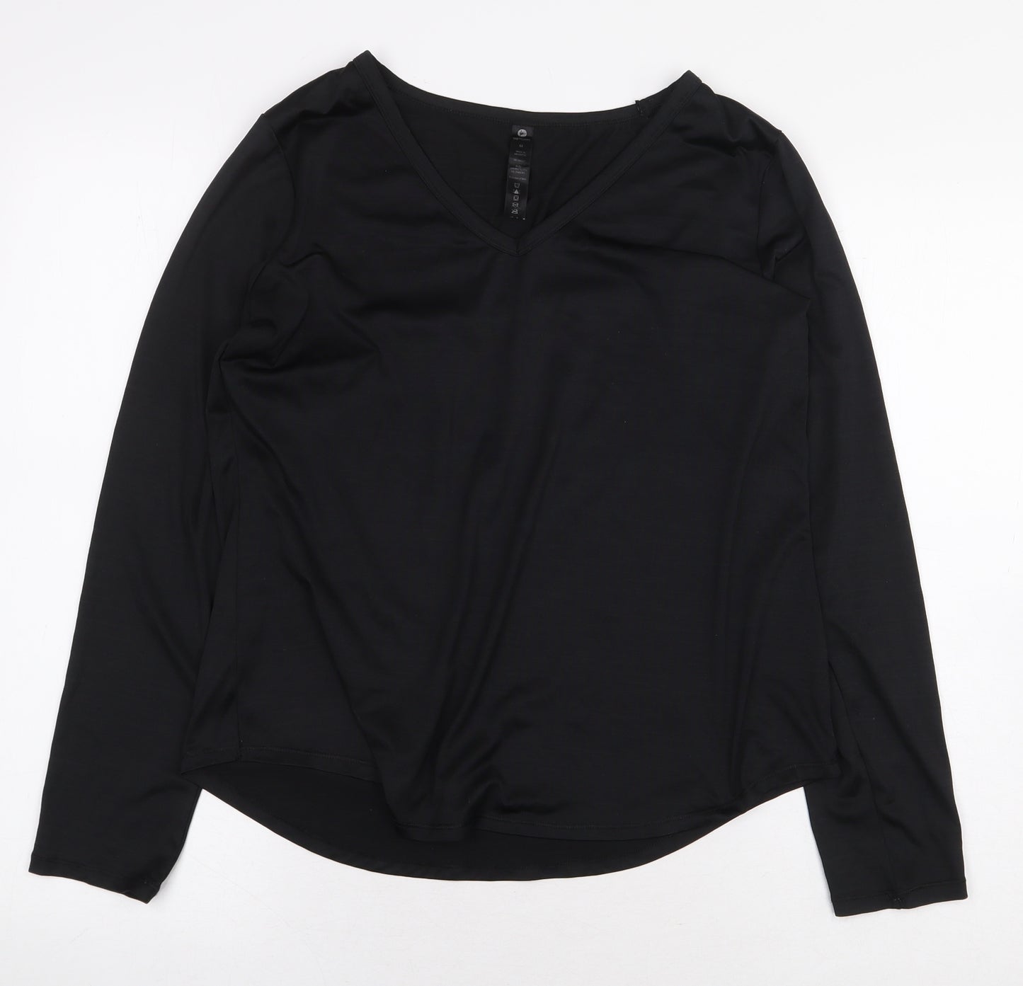 90 Degree Womens Black Polyester Basic T-Shirt Size M V-Neck
