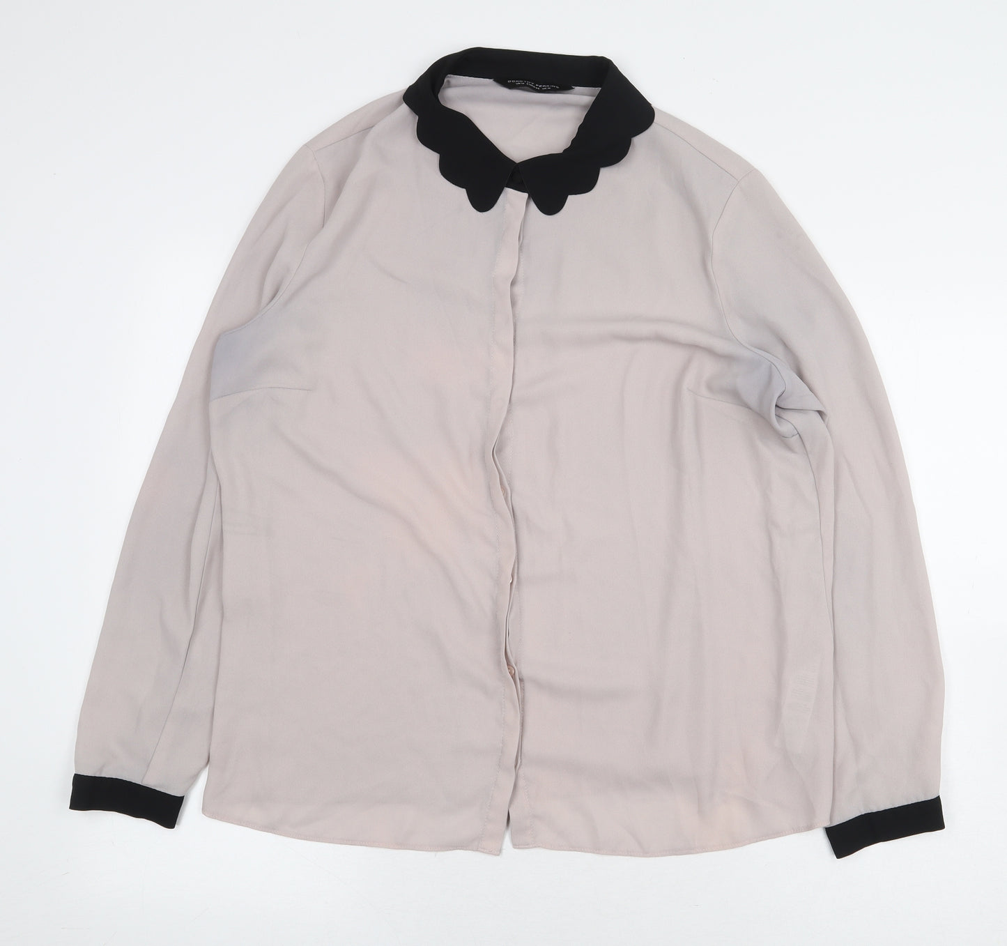 Dorothy Perkins Womens Grey Polyester Basic Blouse Size 16 Collared