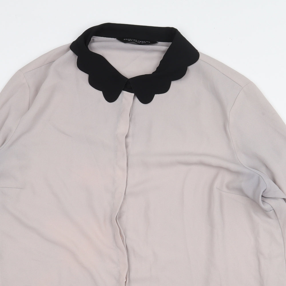 Dorothy Perkins Womens Grey Polyester Basic Blouse Size 16 Collared