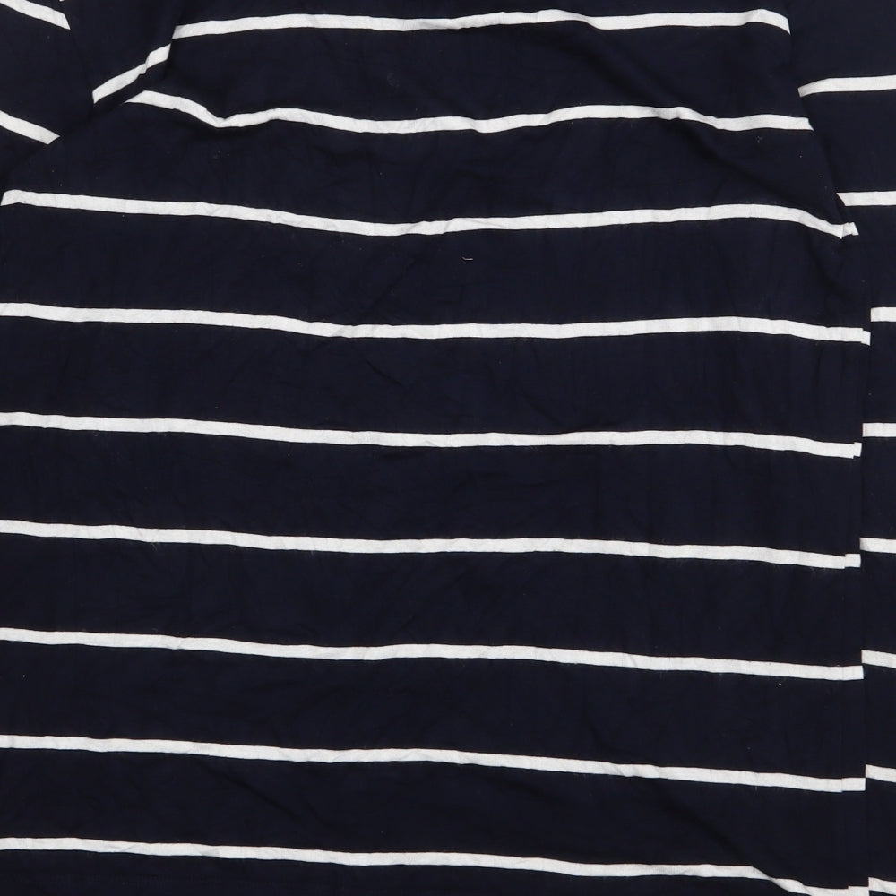 H&M Womens Blue Striped Viscose Basic T-Shirt Size M Boat Neck