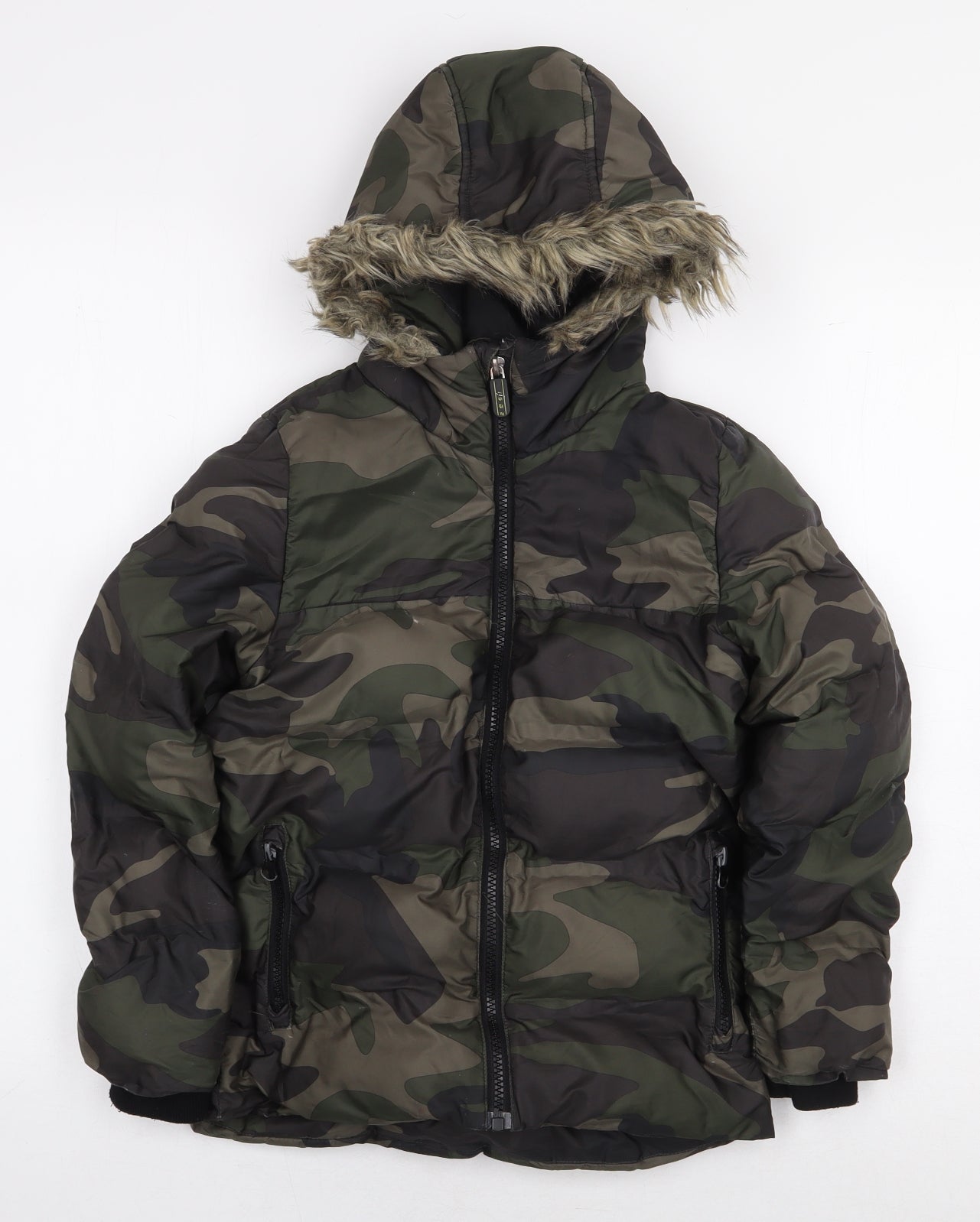 NEXT Boys Green Camouflage Puffer Jacket Coat Size 6 Years Zip