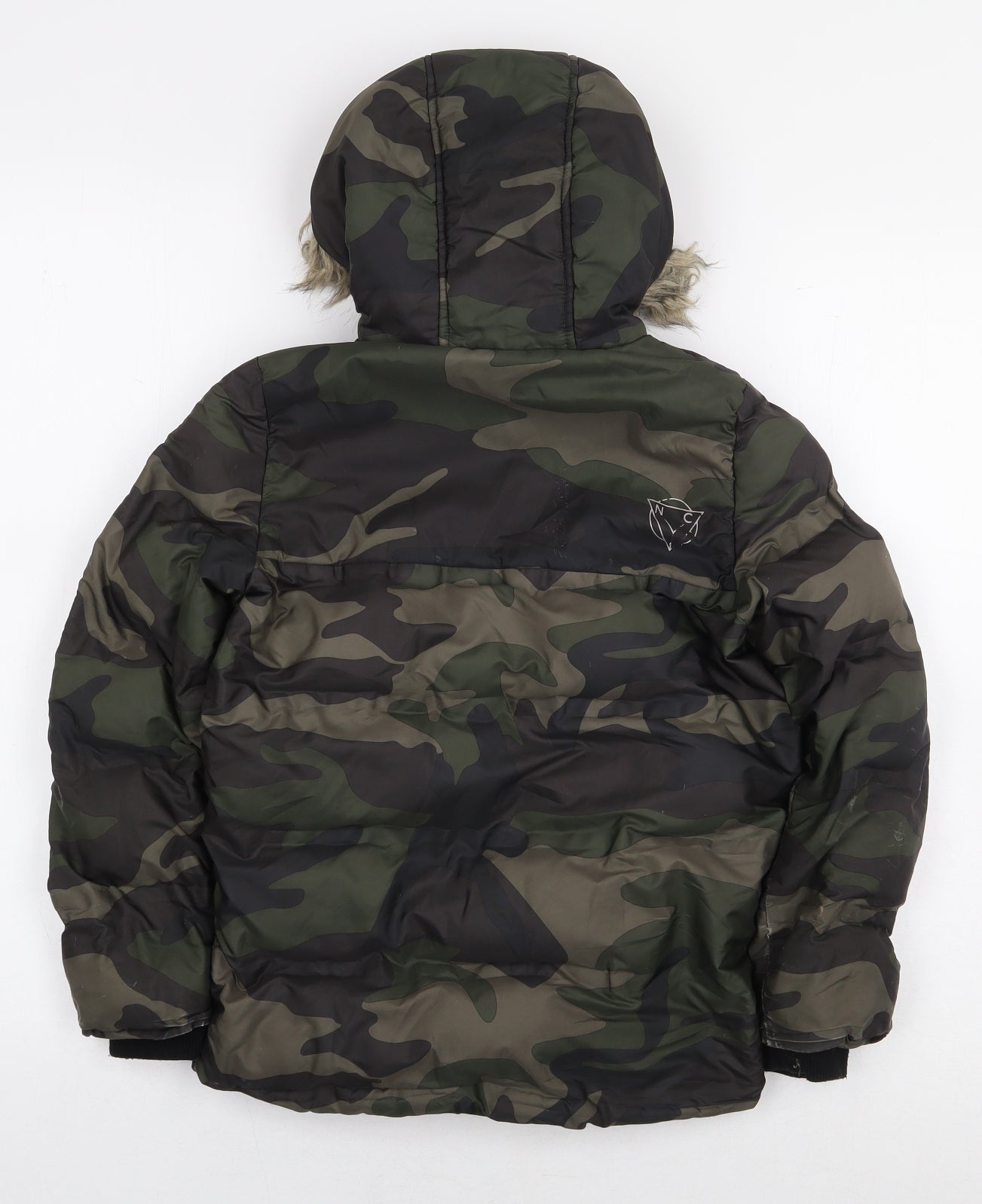NEXT Boys Green Camouflage Puffer Jacket Coat Size 6 Years Zip