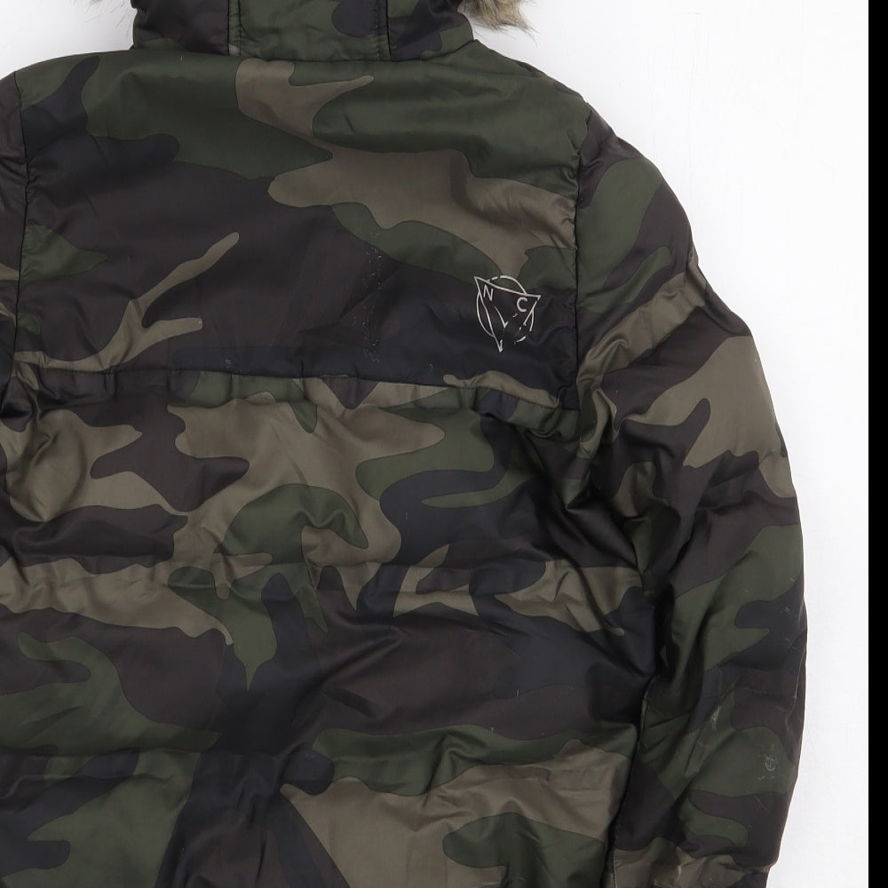 NEXT Boys Green Camouflage Puffer Jacket Coat Size 6 Years Zip